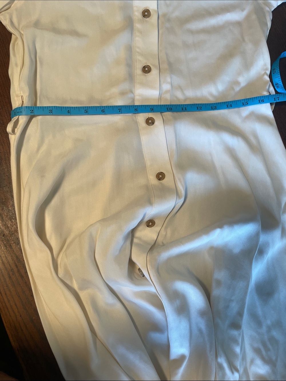 XS Tall - Banana Republic Cream Button-Front Shirt Dress - Picture 9 of 11